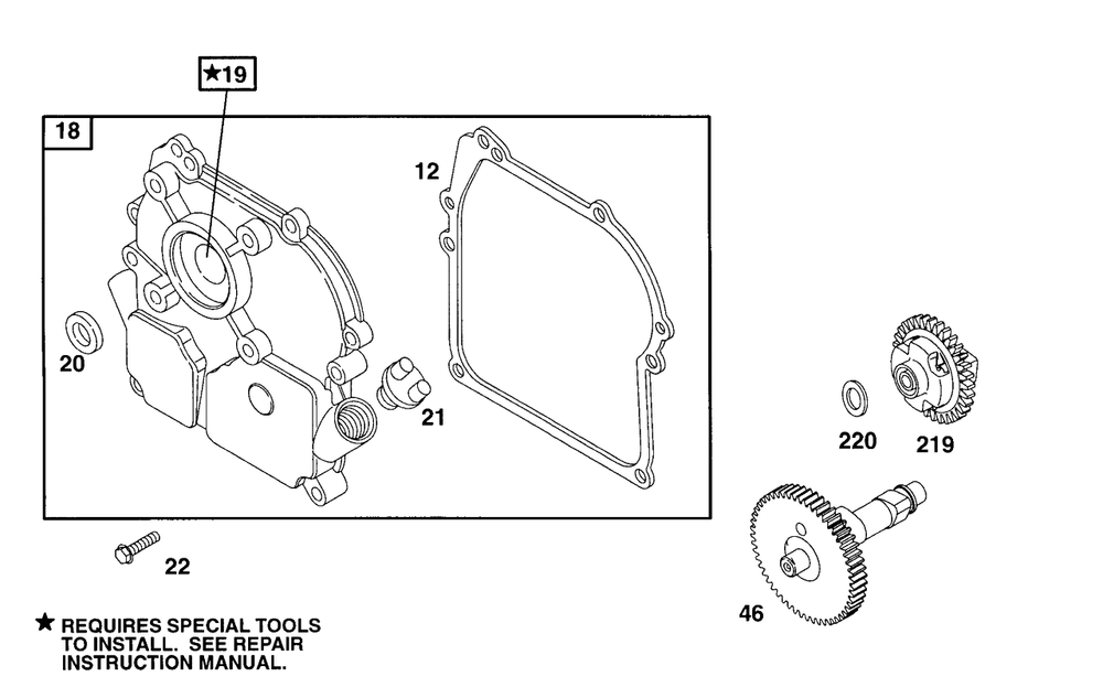 Crankcase Cover, Cam Diagram and Parts List for 83412-0105-04  Briggs and Stratton Engine